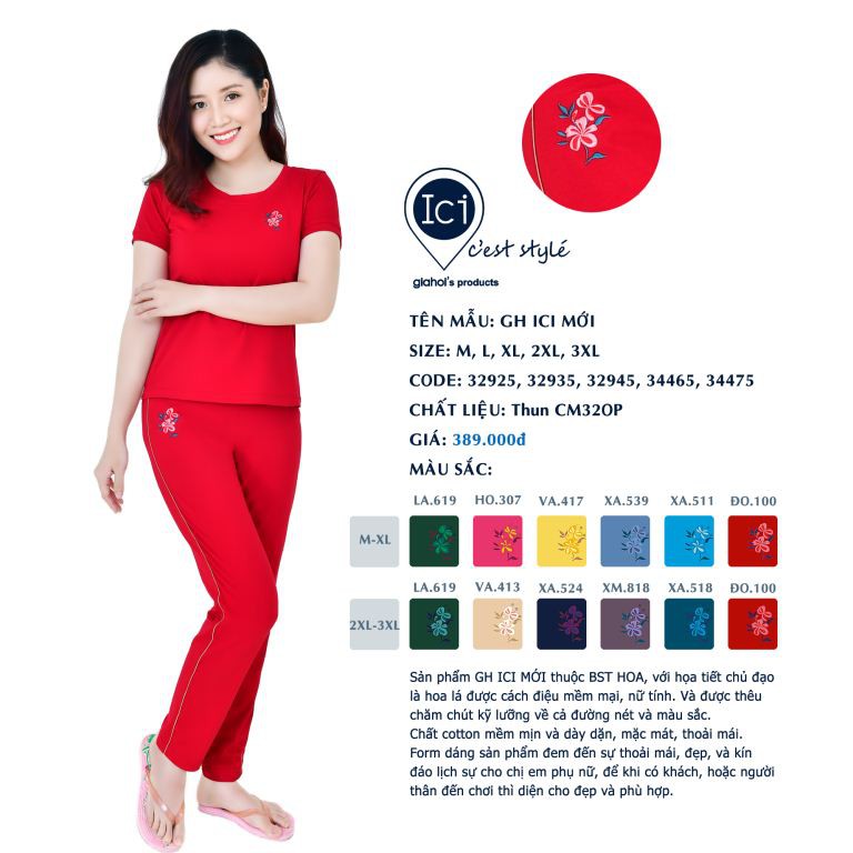Đồ bộ mặc nhà quần dài Gia Hồi (Size XXL, XXXL) - 34465
