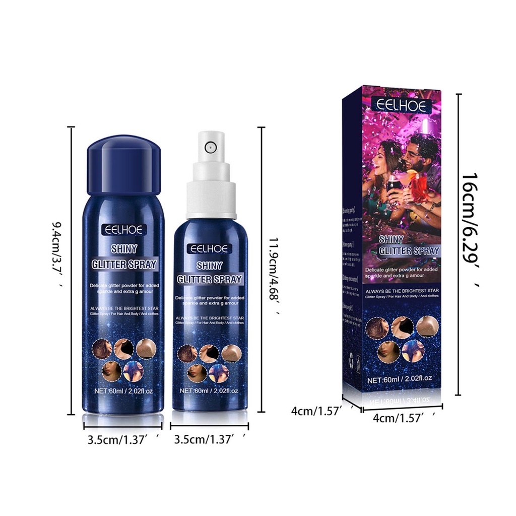 Chai Xịt Kim Tuyến 60ml Sáng Da An Toàn Trang Điểm Tiệc Halloween