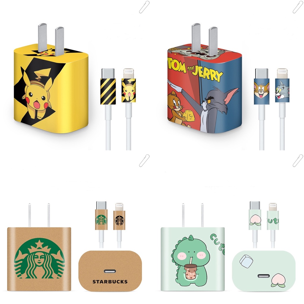 Miếng Dán Decal Cáp Dock Sạc Apple 18/20w Hình In Chống Trầy