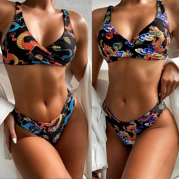 Bikini Màu Đen Hoạ Tiết Rồng Cho Phái Nữ | BigBuy360 - bigbuy360.vn