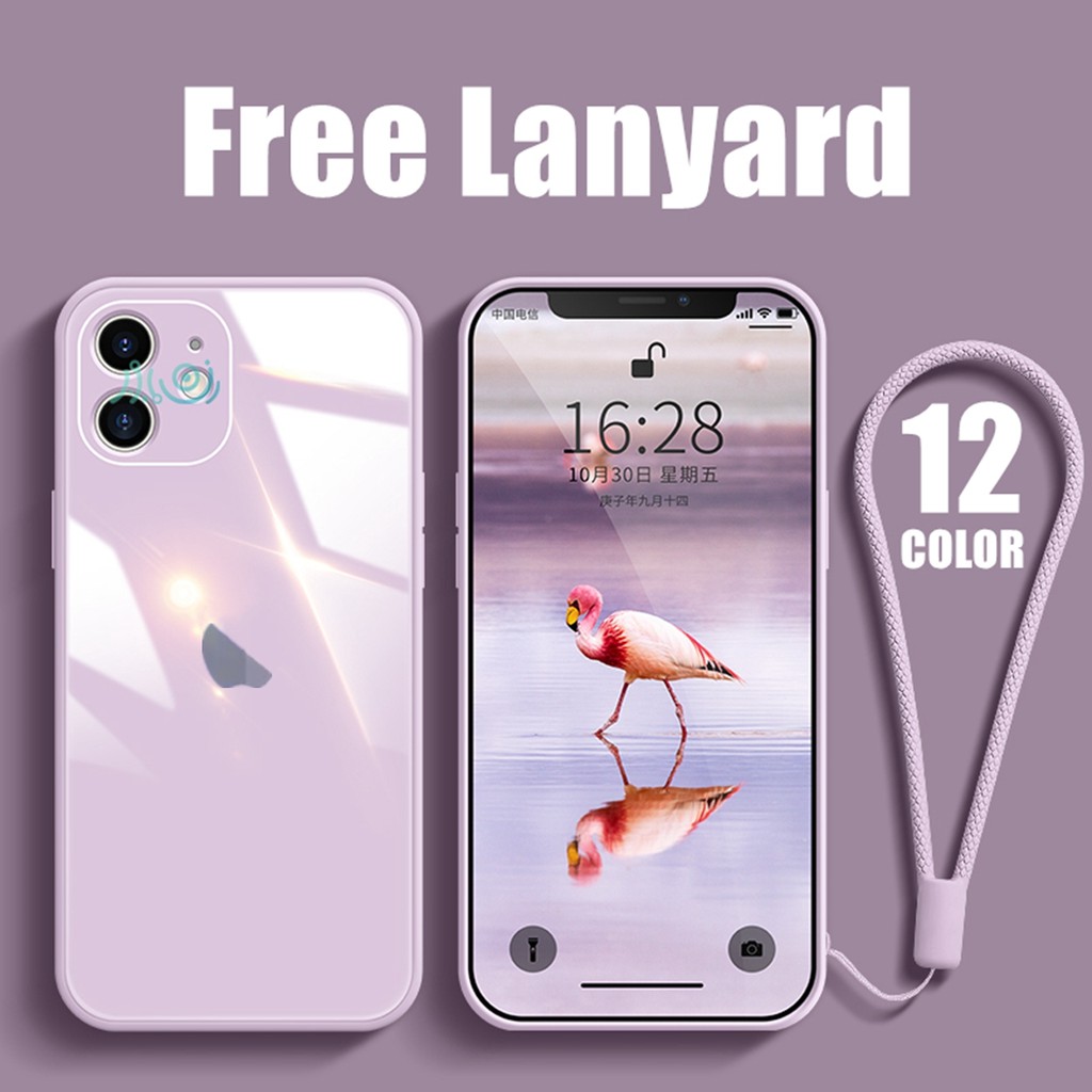 Ốp điện thoại màu trơn mặt kính cường lực thích hợp cho iPhone 13 pro max 11 12 Pro MAX XS MAX XR X 11 Pro max