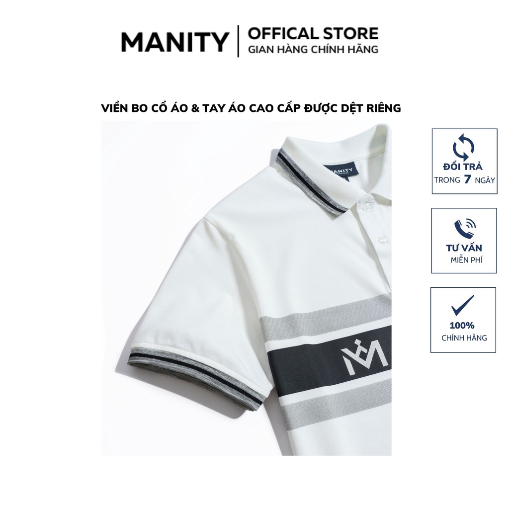 Áo polo nam cổ bẻ slogan MANITY vải cá sấu Cotton xuất khẩu,chuẩn form, sang trọng - PLM0005