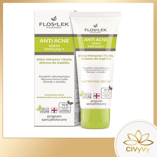 Kem Dưỡng FlosLek Kiểm Soát Dầu Và Điều Tiết Nhờn Anti Acne Mattifying Cream 50ml