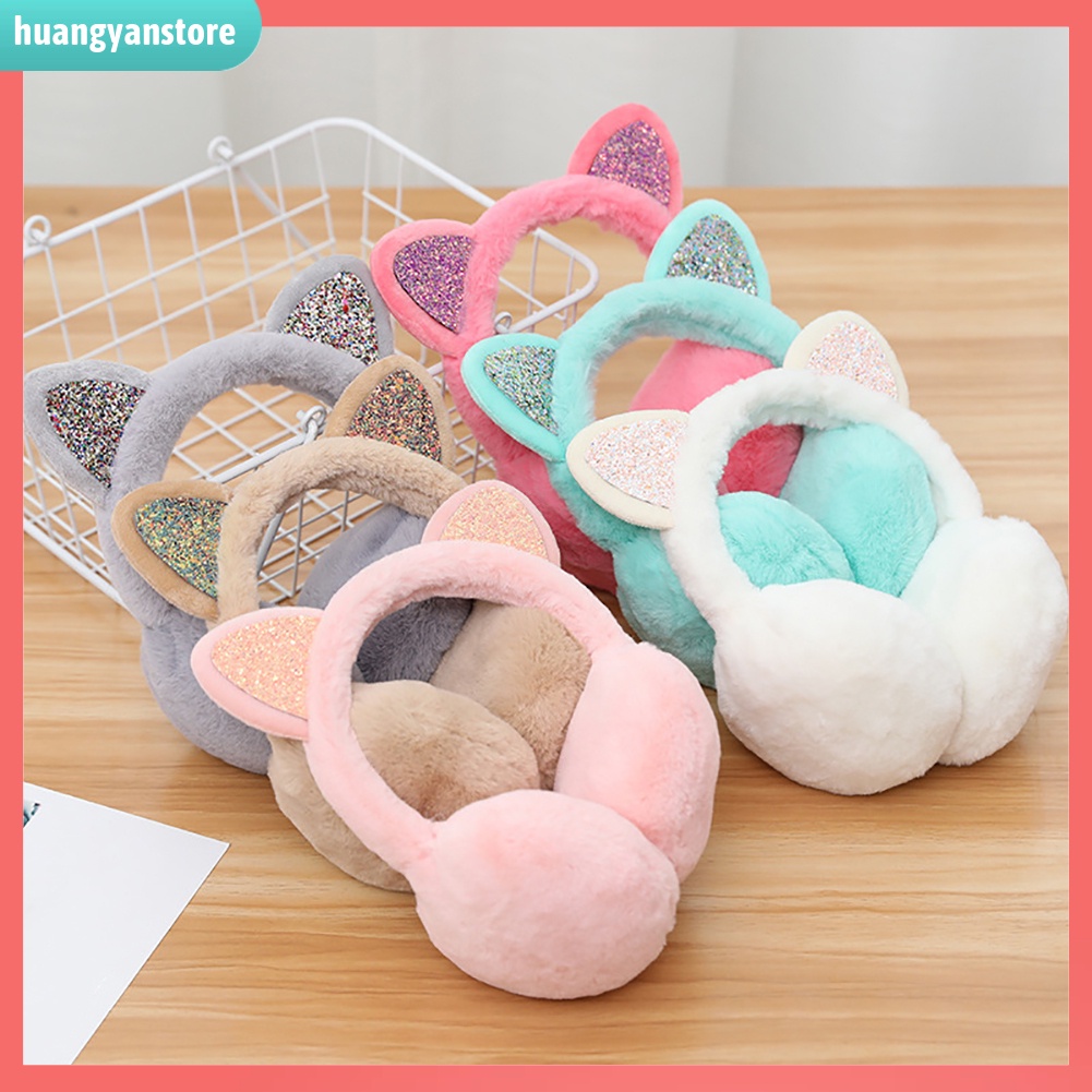 HY| Bịt tai hình tai mèo bằng lông giữ ấm mùa đông cho nữ