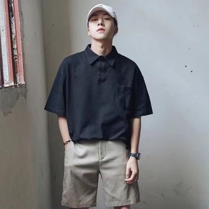 Áo Sơ Mi Nam Cổ Bẻ Tay Ngắn Màu Trơn Phong Cách Hàn Quốc Thời Trang Chất Lượng Cao Cho simple unisex bigsize áo thun nam có cổ
