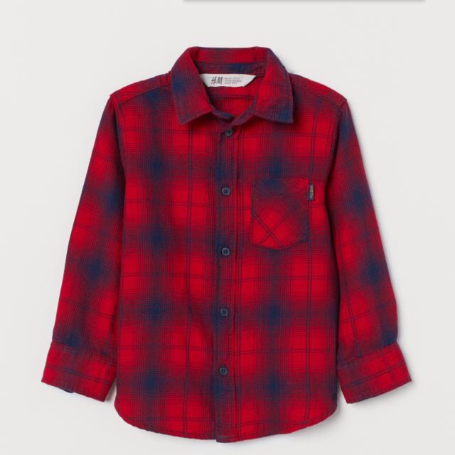 Áo sơ mi kẻ đỏ sz 6-7y  HM authentic