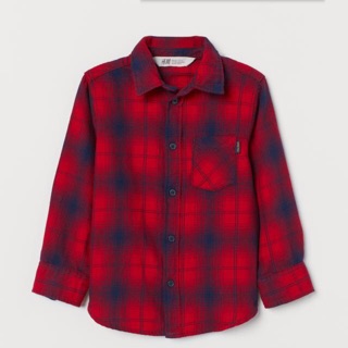 Áo sơ mi kẻ đỏ sz 6-7y HM authentic