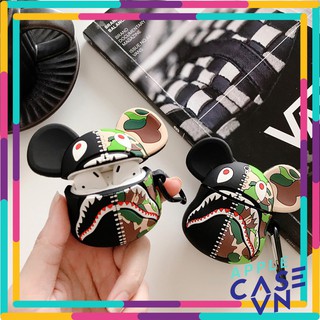 Case Airpods, Vỏ bảo vệ dành cho Airpods 1/2 - bape shark Bearbrick