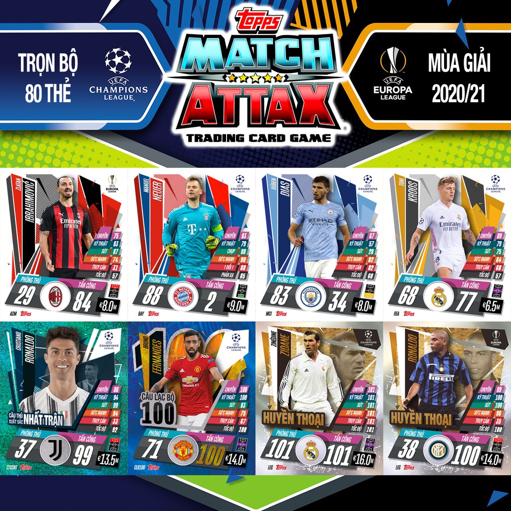 Bộ Sưu Tập 80 Thẻ In Match Attax 2020-21 Poca