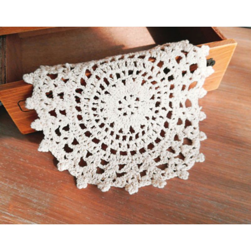 RC/Tấm lót ly tách bình hoa ren móc thủ công vintage phòng cách châu âu 100% cotton trang trí decor phòng bếp retro Âu