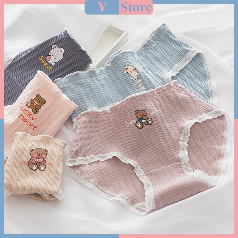 Quần lót nữ cotton gân tăm thỏ và gấu 2899