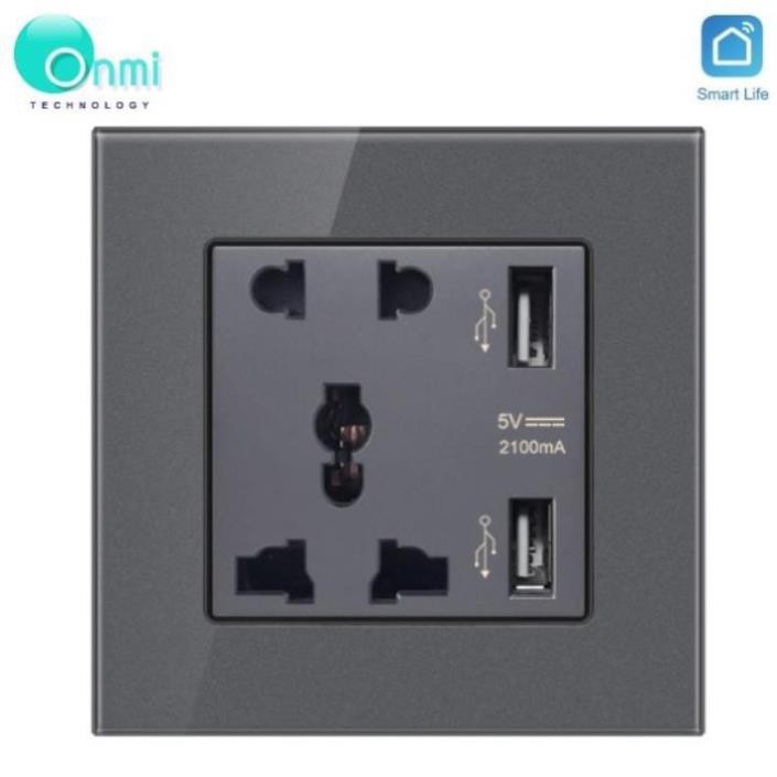 Bán sỉ - Ổ cắm điện đôi + 2 USB âm tường (5V-2100mA), tiện dụng đa năng hàng Tenko - ONMI.VN chính hãng