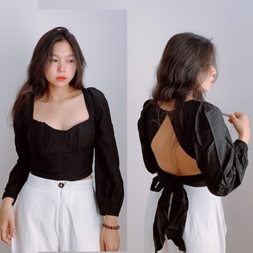 Áo crop cúp cột nơ hở lưng - MSA998 - 2 màu