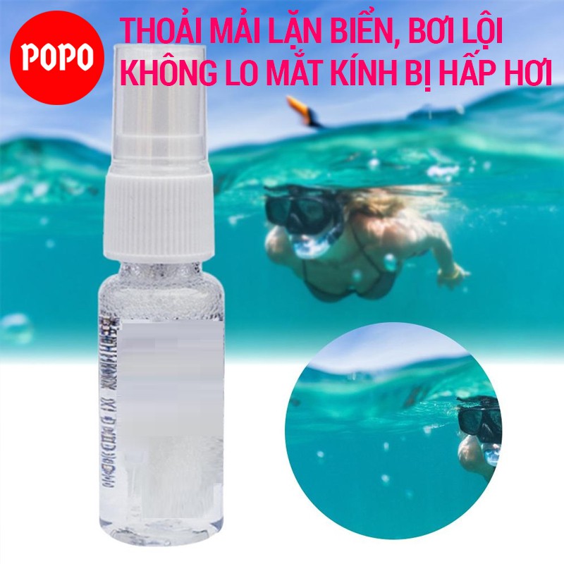 Dung dịch xịt chống mờ kính bơi lặn dung tích 20ml POPO