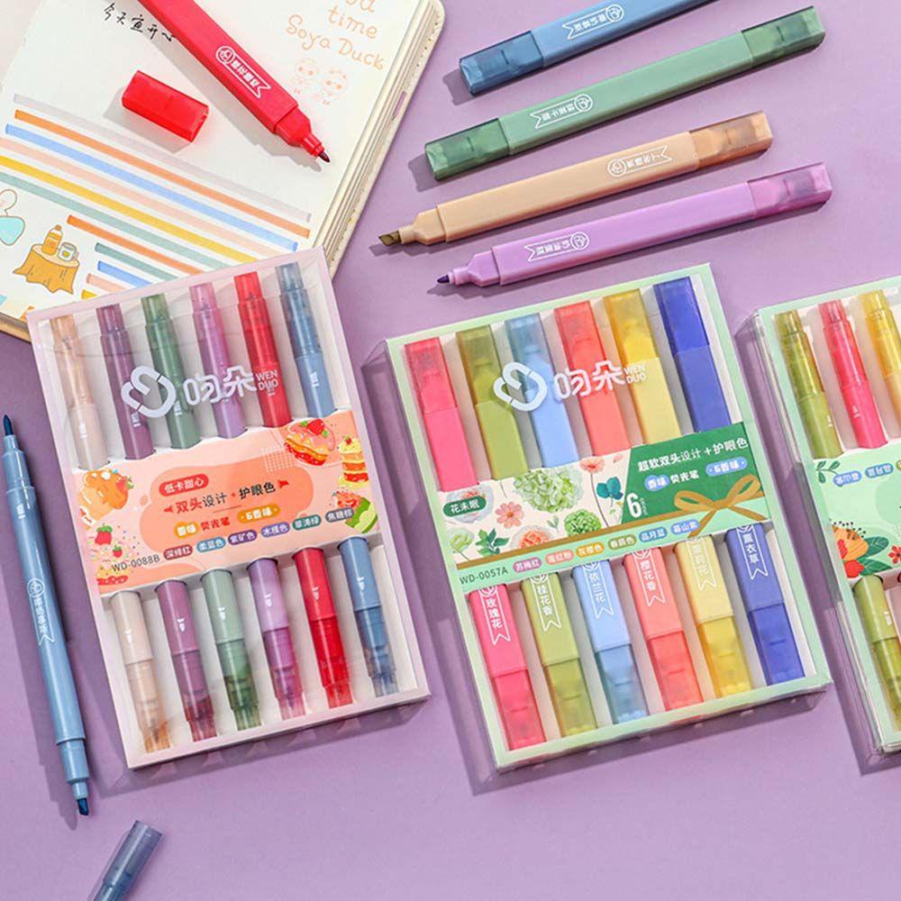 PATRICIA Bút Đánh Dấu Hai Đầu Mềm Mại Nhiều Màu Sắc Dành Cho Học Sinh