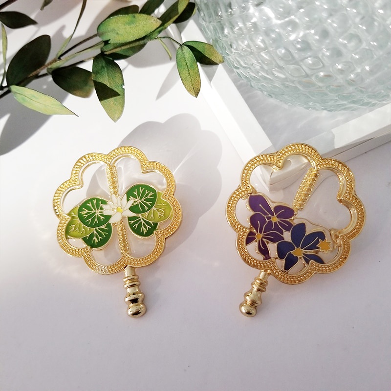 Ghim cài áo hình hoa tráng men cổ điển sành điệu dành cho nữ