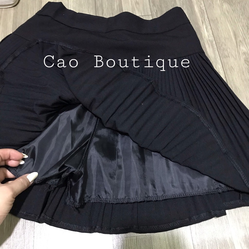 Chân Váy Đen Xếp Ly Cạp Cao Có Quần Bảo Hộ Free Size Dưới 48kg | BigBuy360 - bigbuy360.vn