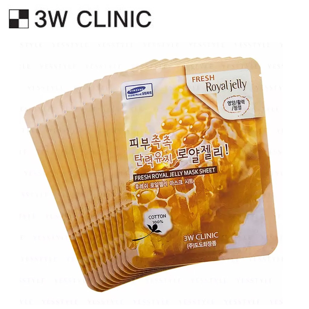 BỘ 10 MIẾNG MẶT NẠ DƯỠNG DA SỮA ONG CHÚA FRESH ROYAL JELLY MASK SHEET 3W CLINIC