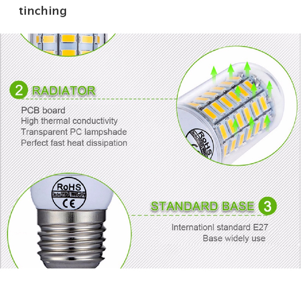 Bóng Đèn Led E27 220V 240V 48 60 80 126 200 Mới