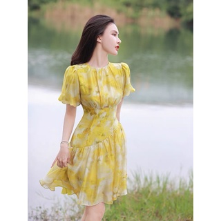 đầm voan hoa cổ vuông sang chảnh đẹp hót hít như hình ld22