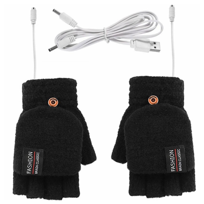 Găng Tay Hở Ngón Giữ Ấm Có Cổng USB Cho Nam Nữ