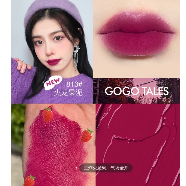 [GOGO TALES]Son Kem Lì Mịn Môi GOGOTALES Pink Nơ Khắc Nổi Siêu Xinh 16 màu sắc