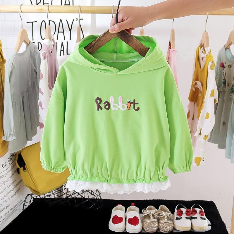 Áo Hoodies Tay Dài In Chữ Và Hoa Đáng Yêu Cho Bé Gái