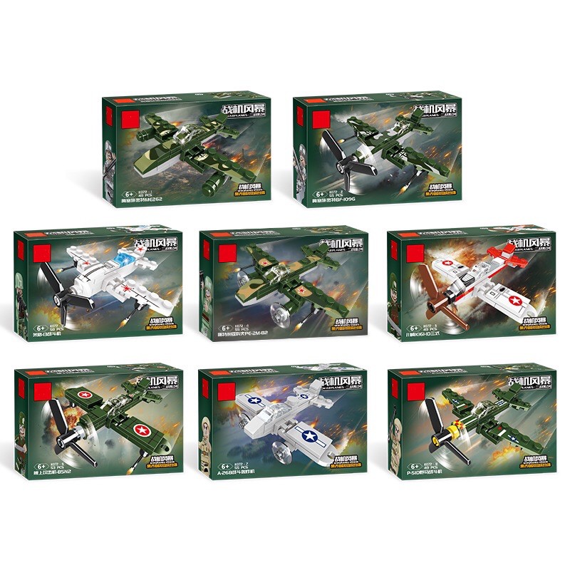 Bộ LEGO cho bé trai máy bay chiến đấu K072,  xe tăng quân sự K062