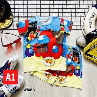 Set đồ đồ bộ bé trai hình Among Us từ 10-55kg - Vải thun lạnh - Tomchuakids