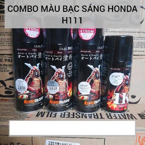 SƠN SAMURAI COMBO SƠN MÀU BẠC SÁNG HONDA H111 GỒM UCH210 124 H111 BÓNG TUỲ CHỌN K1K 128 KIM TUYẾN K1KT HOẶC NHÁM 128A
