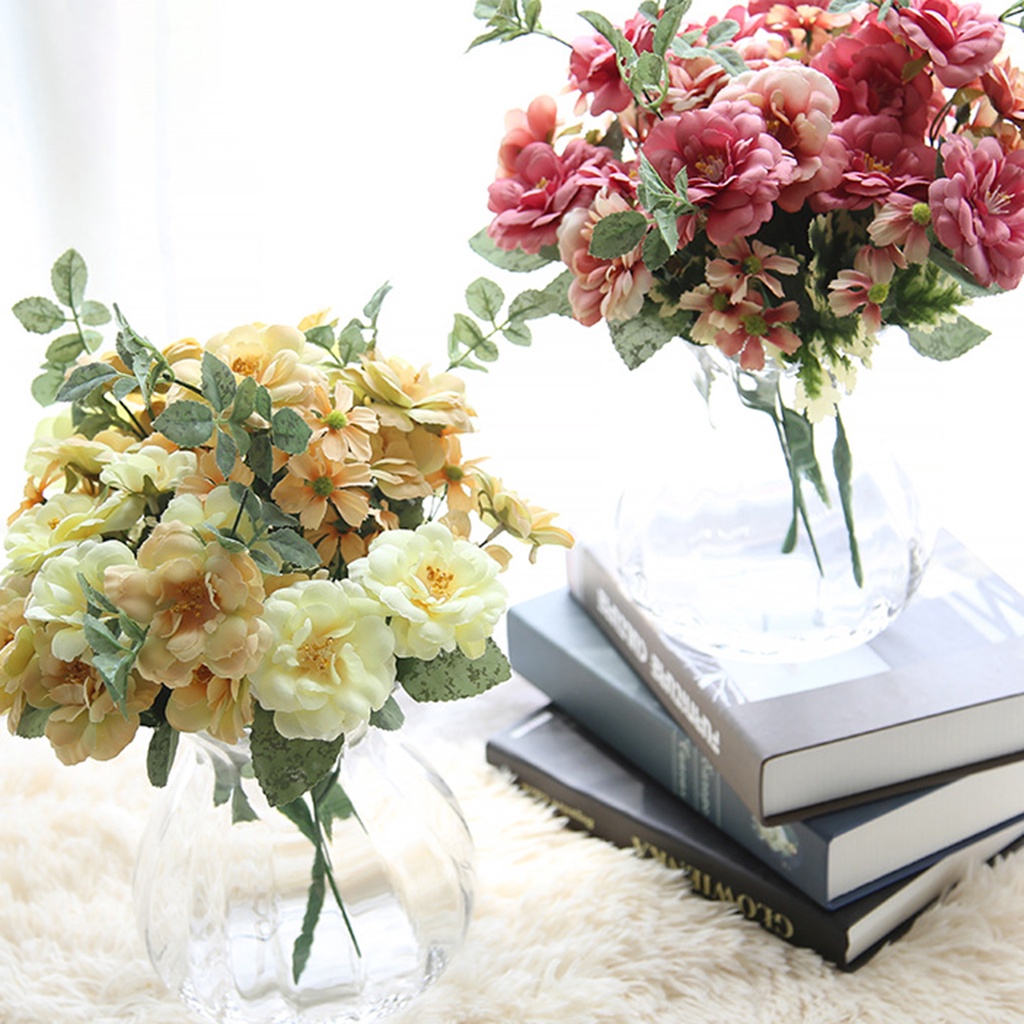 1 Bó Hoa Giả Bằng Lụa Nhân Tạo Nhiều Màu Sắc Trang Trí Nhà Cửa/Sự Kiện