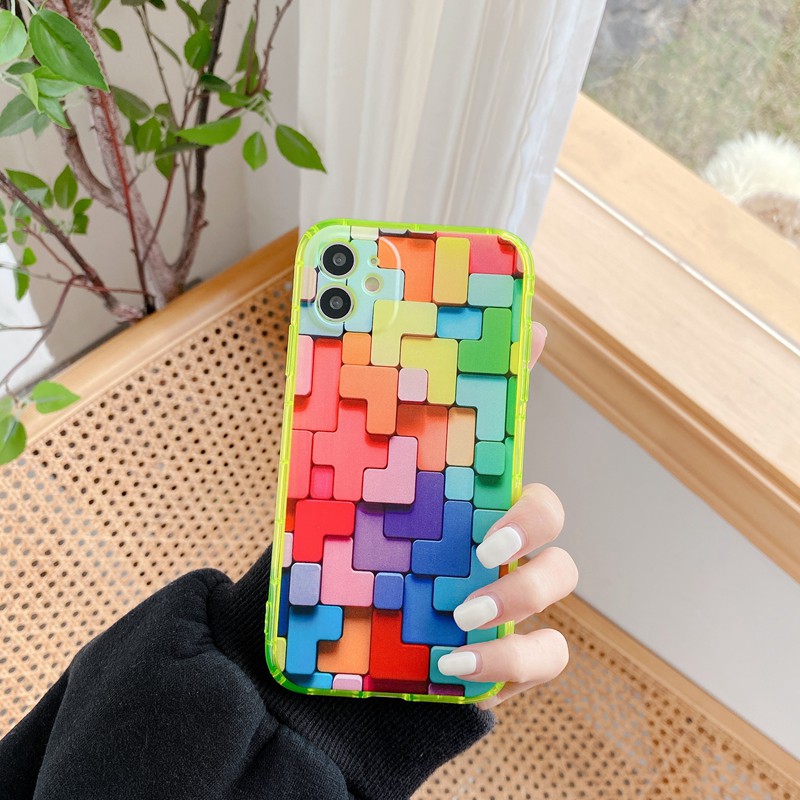 Suntaiho ốp lưng iphone Colorful 6D Geometric Textured Silicone Phone Case For iPhone 11 pro max 12 Pro Max 13 pro Xs 7 8 6 6s Plus iPhone xr xs max