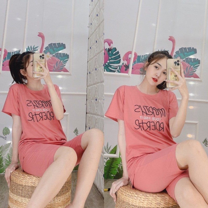 Đồ bộ mặc nhà nữ bigsize đẹp dễ thương thun cotton đi chơi ngủ thể thao trung niên quần lửng ngố sang chảnh ESHOP AD12