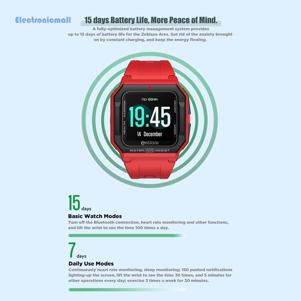 ElectronicMall01 Zeblaze Ares Retro Smart Watch Heart Rate Vibration Bracelet Fitness Tracker