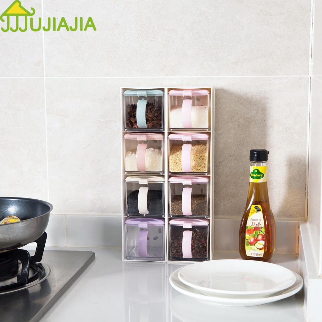 Bộ Hộp Nhựa JUJIAJIA Đựng Gia Vị Có Ngăn Kéo Tiện Lợi