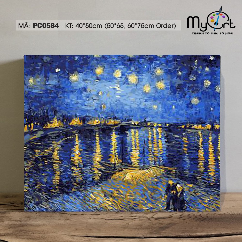 Tranh tự tô màu sơn dầu số hóa - Mã PC0584 Đêm đầy sao trên sông Rhone Tranh  phong cảnh Van Gogh Myart | Shopee Việt Nam
