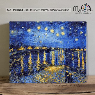 Tranh tự tô màu sơn dầu số hóa - Mã PC0584 Đêm đầy sao trên sông Rhone Tranh phong cảnh Van Gogh Myart