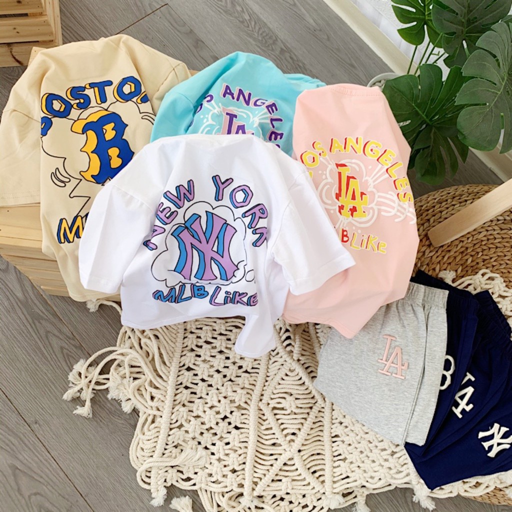 Áo thun bé trai bé gái nam nữ unisex, áo phông gia đình tay lỡ NEW YORK 100% cotton trắng/đen - Samyy_vn