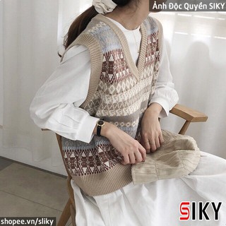 Áo len gile nữ thổ cẩm siêu ấm áp phong cách thời trang thu đông dành cho nữ -OTUTA