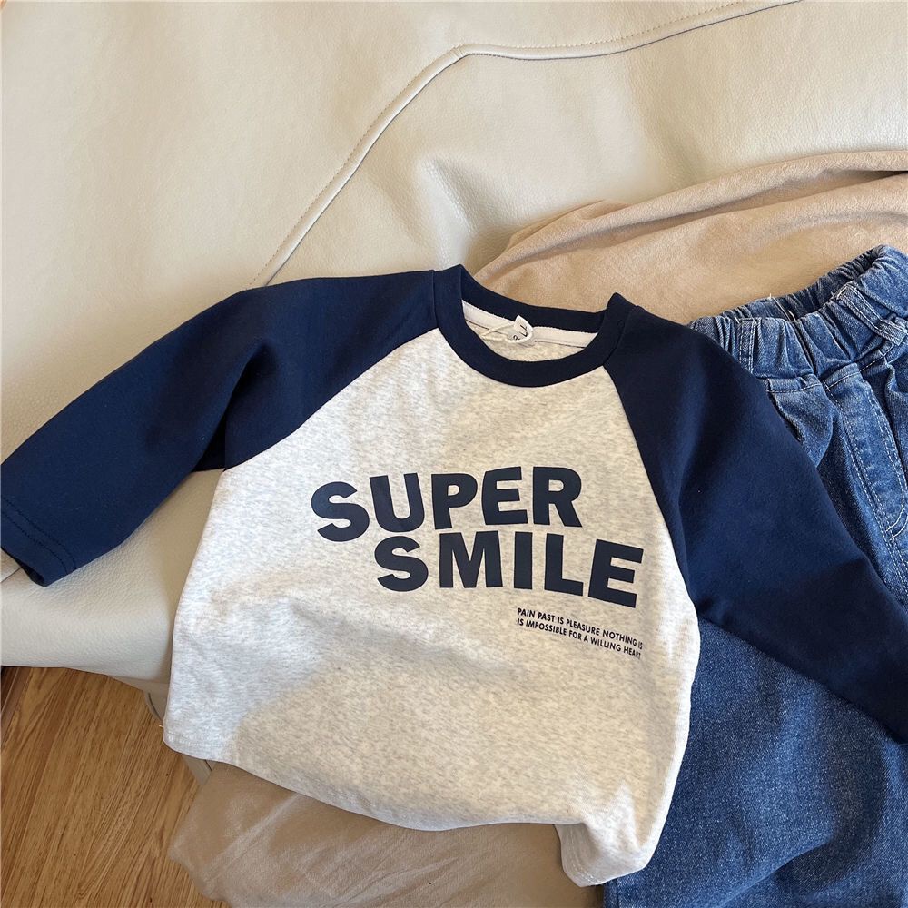 [Babycat] Hàng Có Sẵn Áo Thun Cotton Tay Dài Raglan Phong Cách Nhật Bản Hàn Quốc Thời Trang Mùa Xuân Cỡ Nhỏ Và Vừa Cho Bé Trai