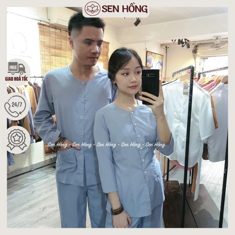 BỘ ĐỒ BÀ BA NAM NỮ TRUYỀN THỐNG # bộ đồ lam đi chùa đi chơi # bà ba xưa giản dị vải kate mát mịn dáng xuông B16 Lam