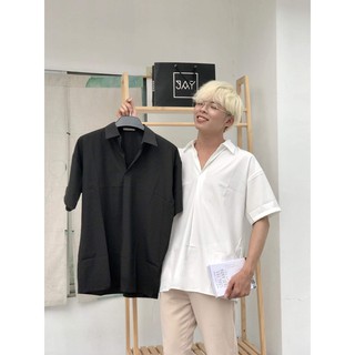 Áo Sơ Mi Style Hàn Quốc Unisex (Trắng/Đen)
