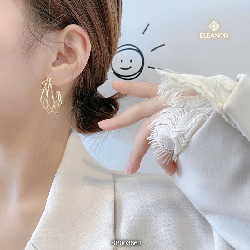 Bông tai nữ Eleanor Accessories viền vuông nhiều vòng phụ kiện trang sức cá tính