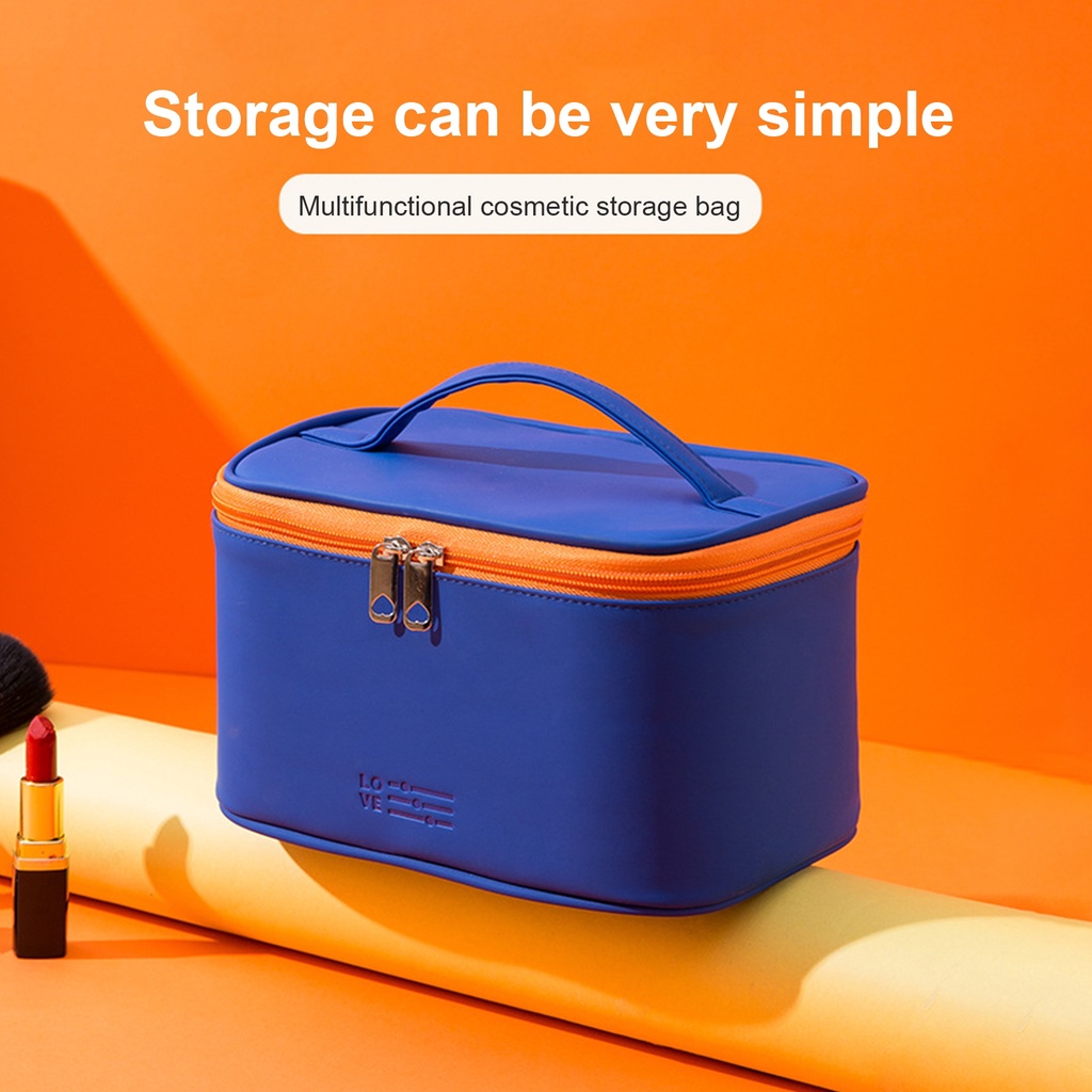 Túi Đựng Đồ Trang Điểm Bằng Da Giả Có Tay Cầm Tiện Dụng Mang Theo Du Lịch