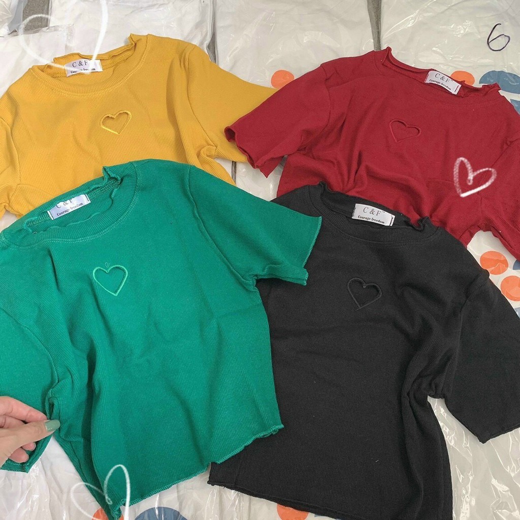 Áo khoét tim croptop (nhiều màu)