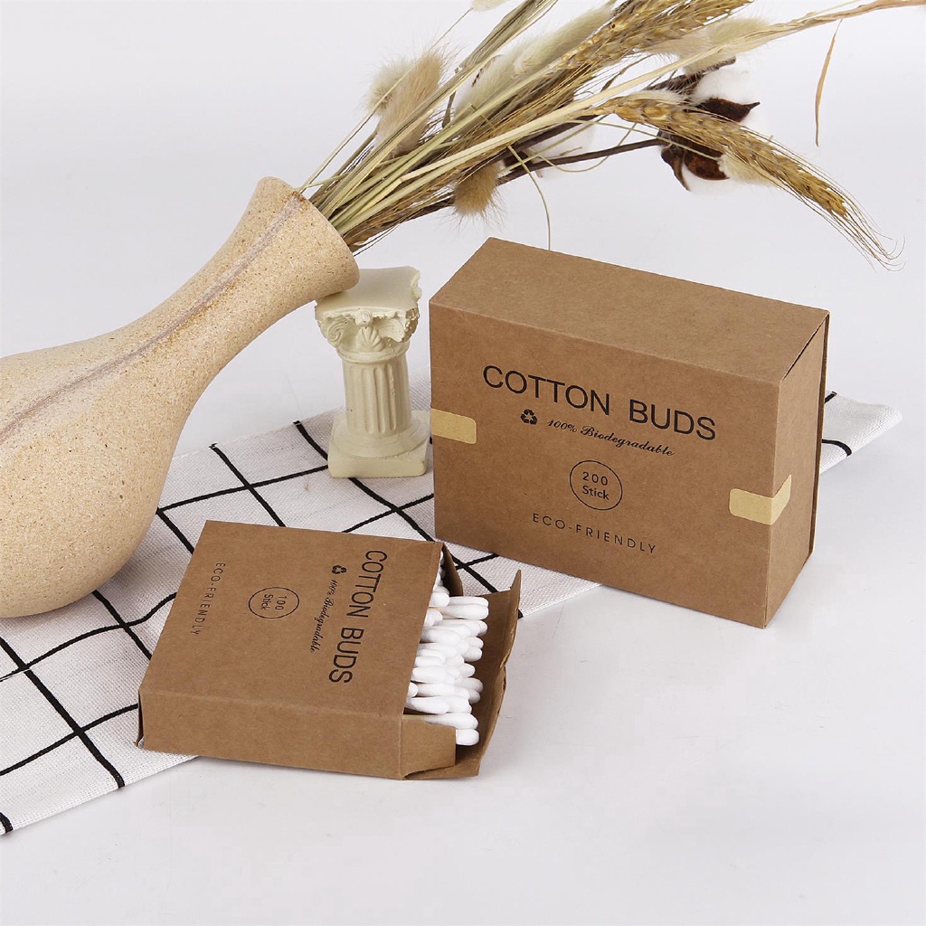Bộ 200 Tăm Bông Bằng Cotton Tre Dùng Một Lần