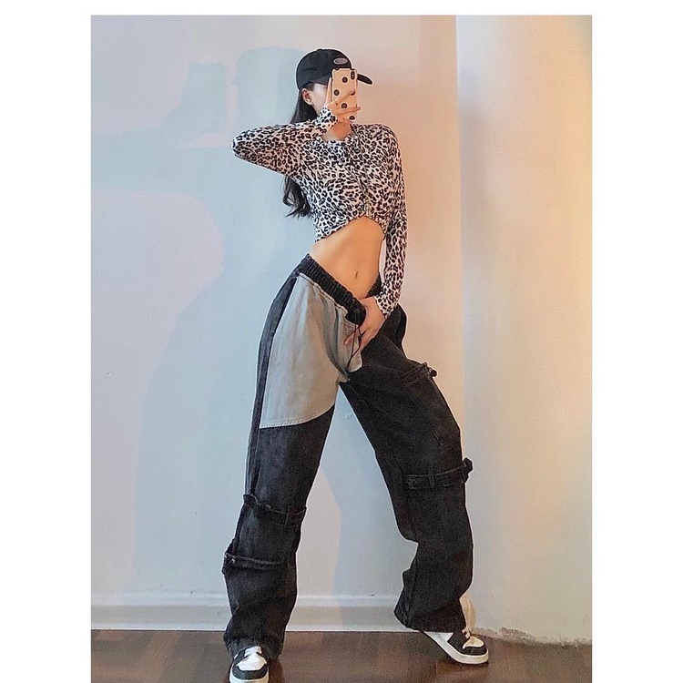 Quần denim ống rộng phong cách thời trang Âu Mỹ cá tính dành cho nữ