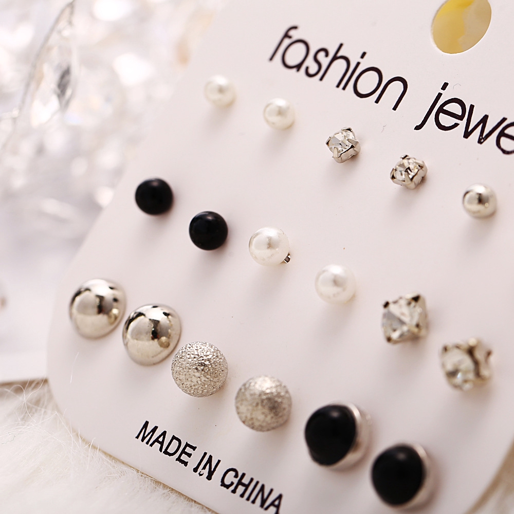 Hoa Tai Đính Ngọc Trai Nhân Tạo Màu Sắc Thời Trang