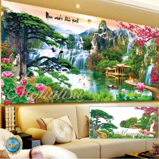 TRANH ĐÍNH ĐÁ PHONG CẢNH NON NƯỚC HỮU TÌNH y8300 ( 200x90) Y8299 Y8298