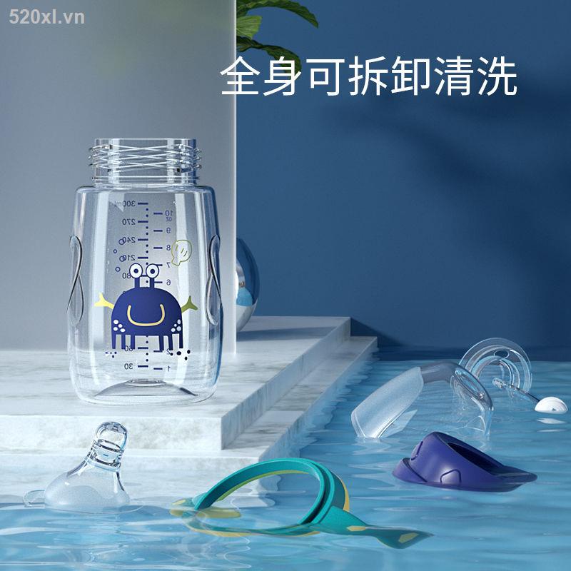 Bình Sữa Bằng Silicon Chống Rơi Có Ống Hút Tiện Dụng Cho Bé Sơ Sinh